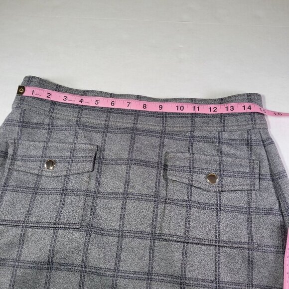 Loft Petite Gray Plaid Workwear Mini Skirt With Front Pockets Classic Size M - Picture 5 of 7